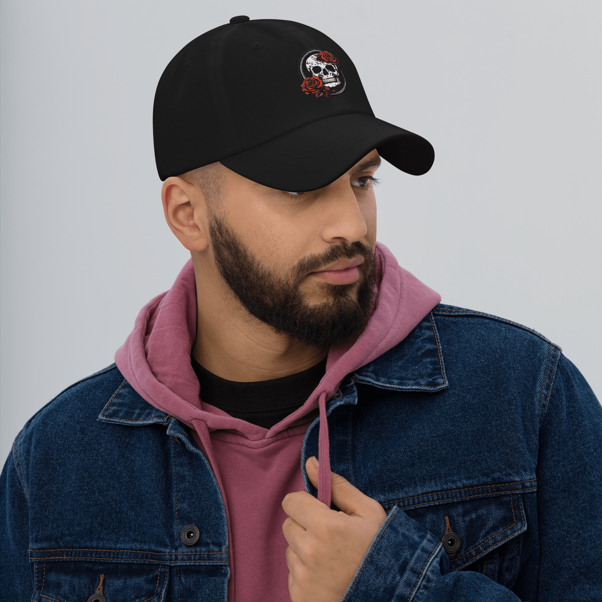 Skull and Rose Adjustable Baseball Hat - DeathDrip Branding - DeRose Seasonal