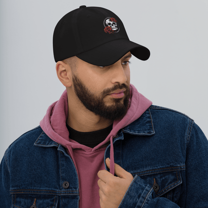 Skull and Rose Adjustable Baseball Hat - DeathDrip Branding - DeRose Seasonal