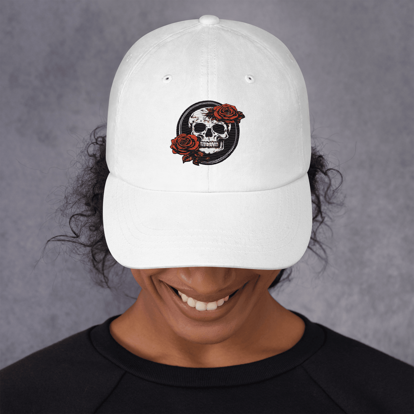 Skull and Rose Adjustable Baseball Hat - DeathDrip Branding - DeRose Seasonal