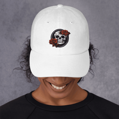 Skull and Rose Adjustable Baseball Hat - DeathDrip Branding - DeRose Seasonal