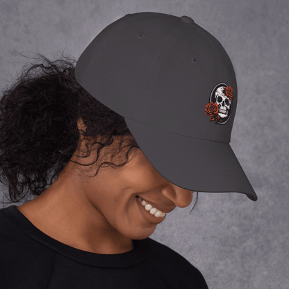 Skull and Rose Adjustable Baseball Hat - DeathDrip Branding - DeRose Seasonal