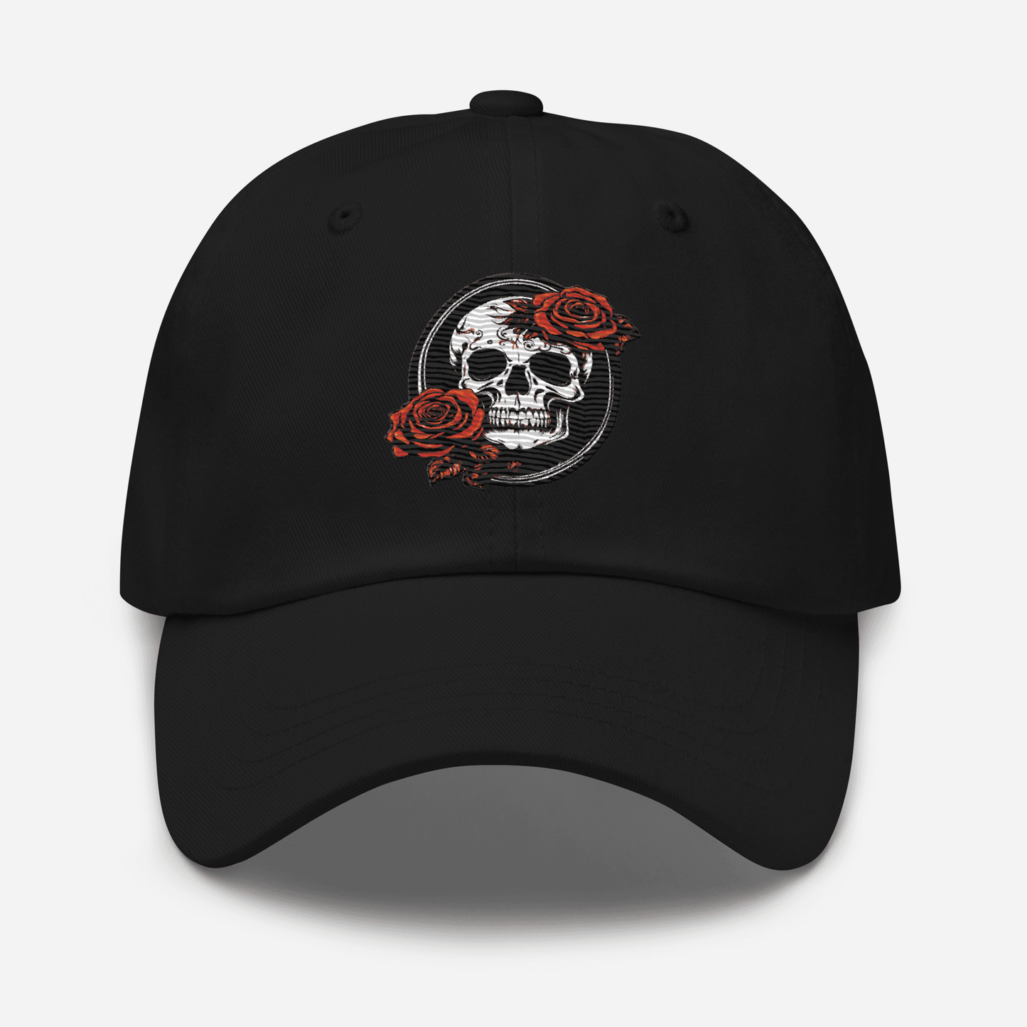 Skull and Rose Adjustable Baseball Hat - DeathDrip Branding - DeRose Seasonal