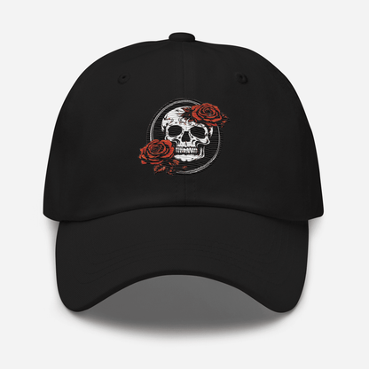 Skull and Rose Adjustable Baseball Hat - DeathDrip Branding - DeRose Seasonal