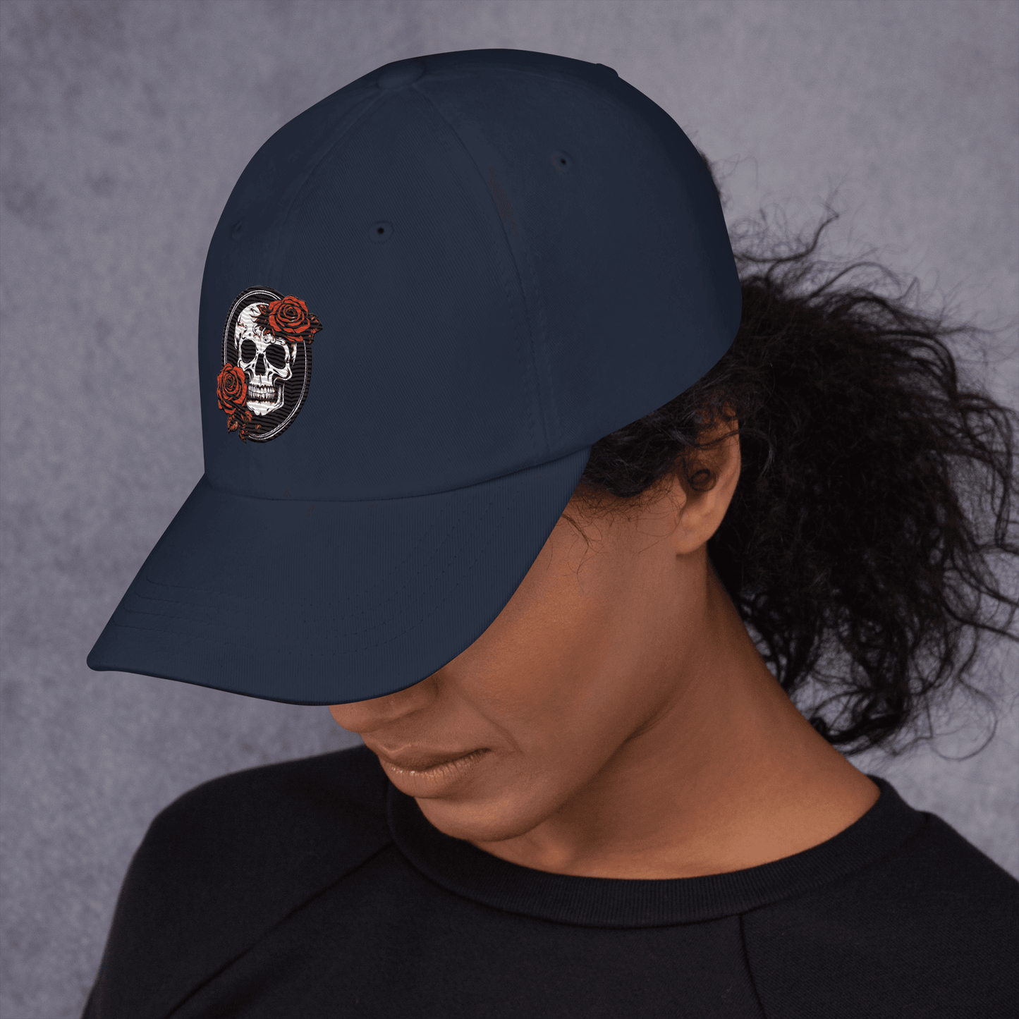 Skull and Rose Adjustable Baseball Hat - DeathDrip Branding - DeRose Seasonal