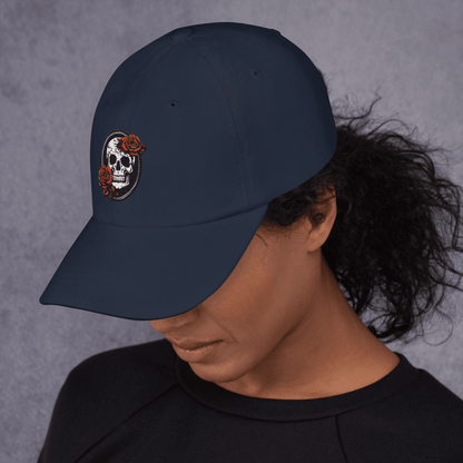 Skull and Rose Adjustable Baseball Hat - DeathDrip Branding - DeRose Seasonal