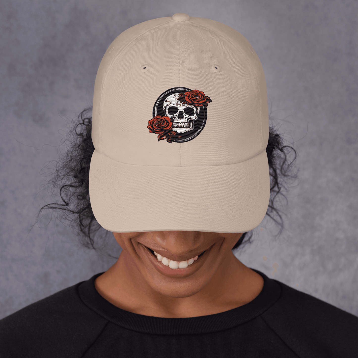 Skull and Rose Adjustable Baseball Hat - DeathDrip Branding - DeRose Seasonal