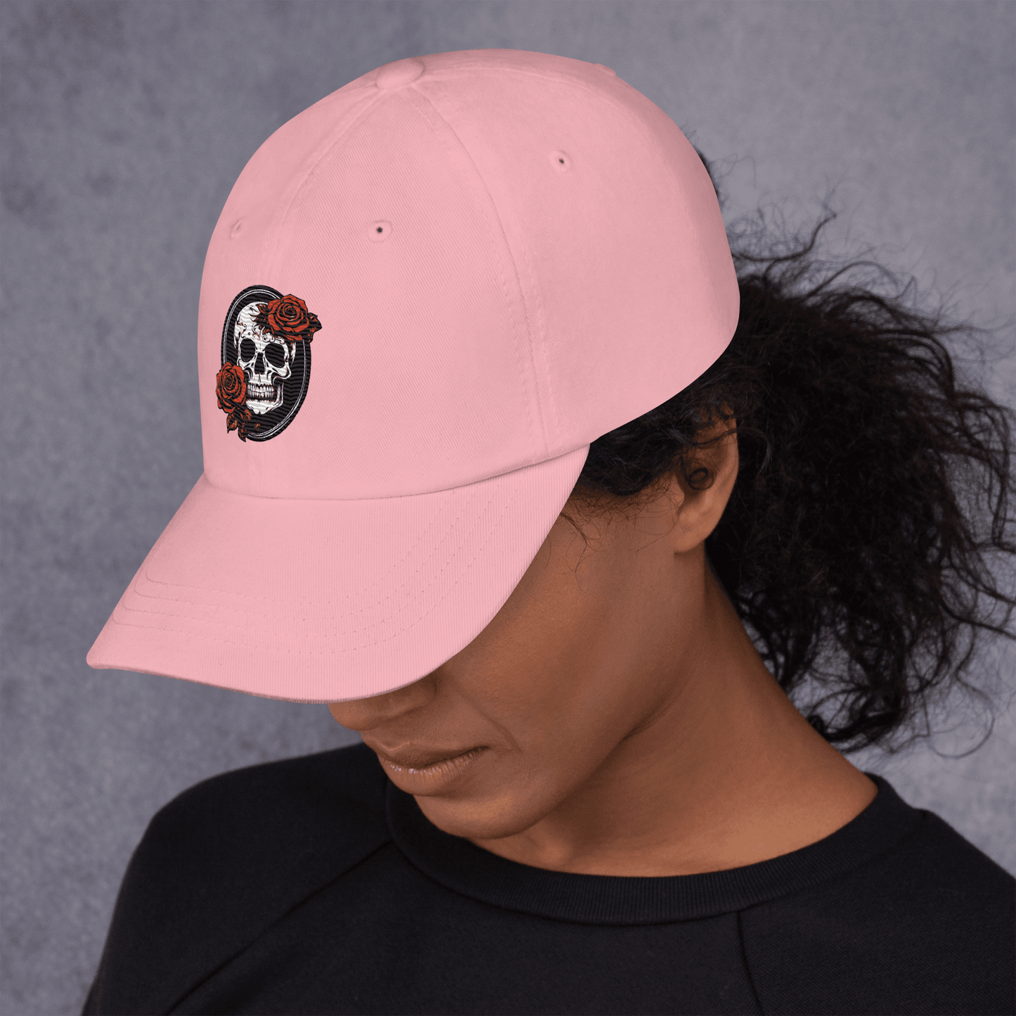 Skull and Rose Adjustable Baseball Hat - DeathDrip Branding - DeRose Seasonal