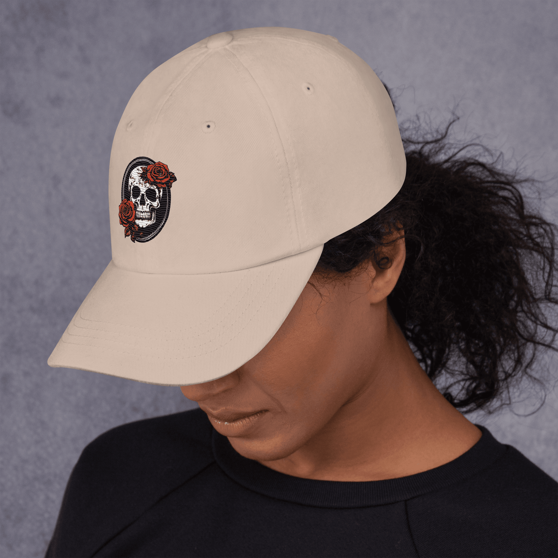 Skull and Rose Adjustable Baseball Hat - DeathDrip Branding - DeRose Seasonal