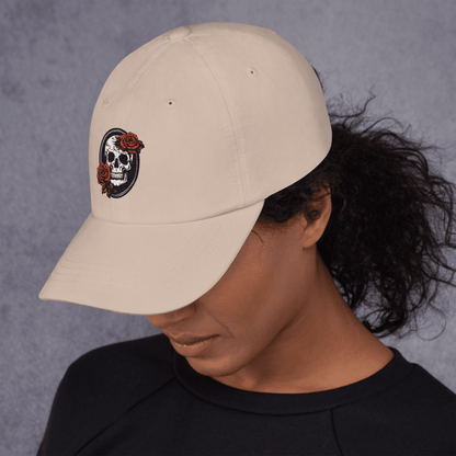 Skull and Rose Adjustable Baseball Hat - DeathDrip Branding - DeRose Seasonal