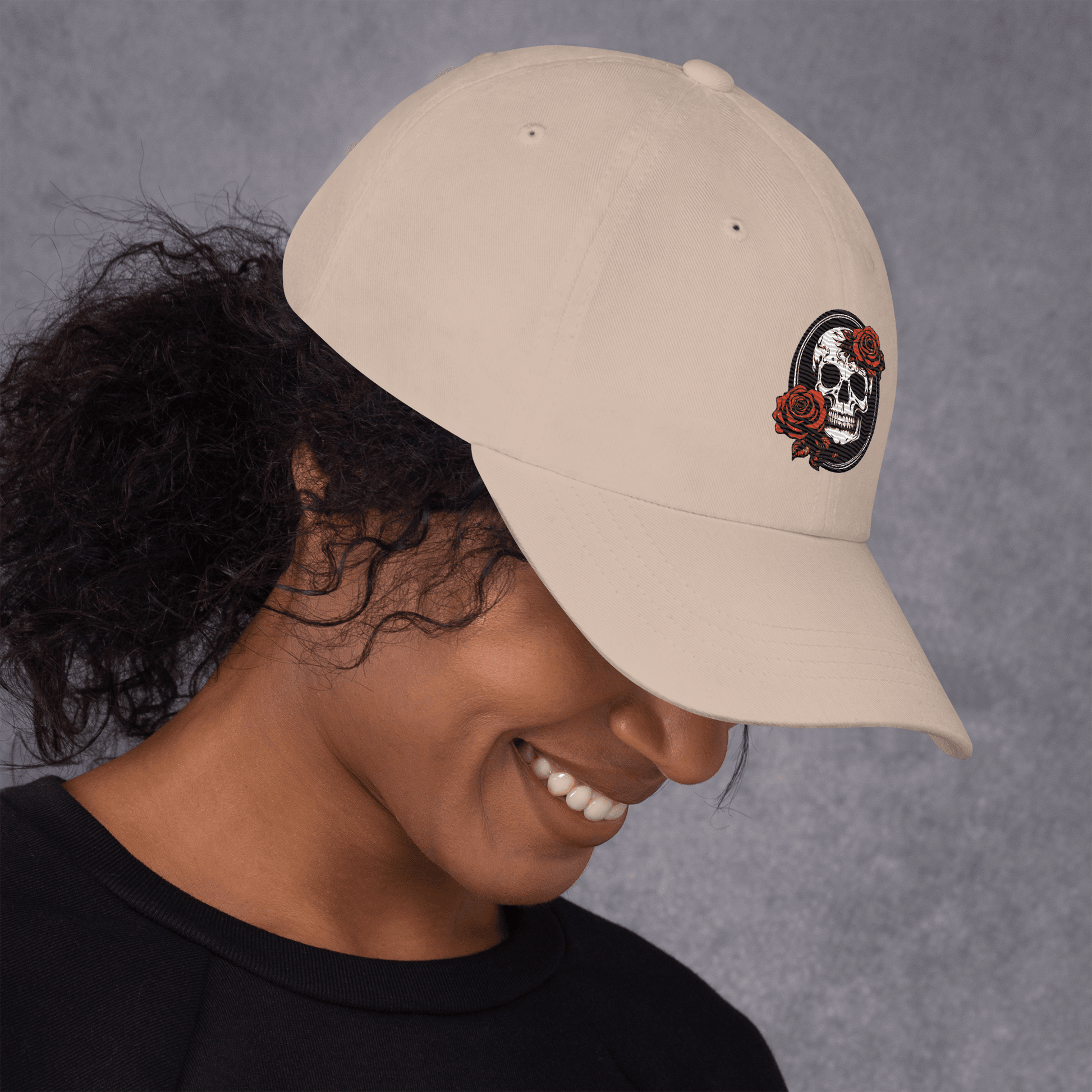 Skull and Rose Adjustable Baseball Hat - DeathDrip Branding - DeRose Seasonal