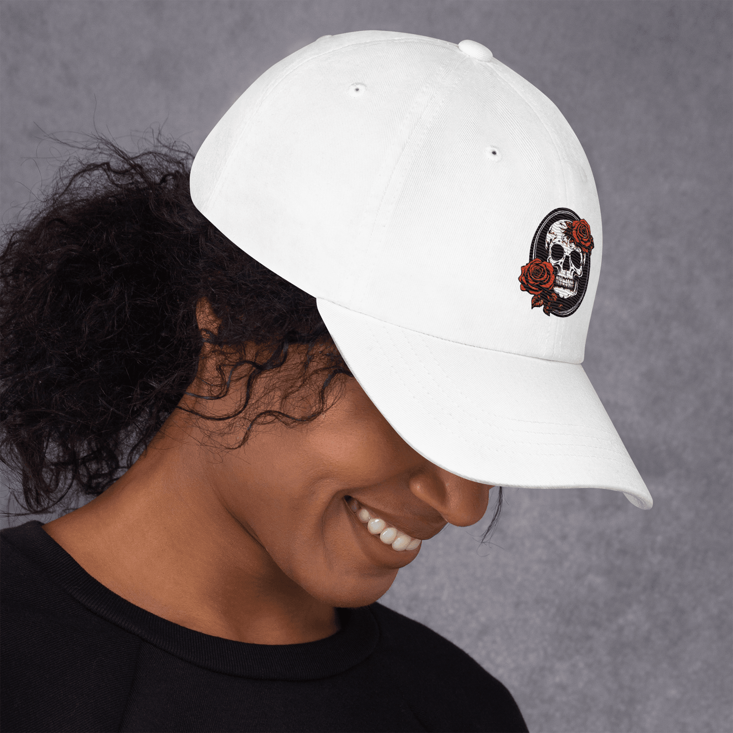 Skull and Rose Adjustable Baseball Hat - DeathDrip Branding - DeRose Seasonal