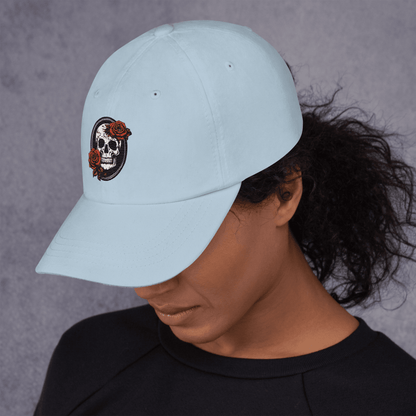 Skull and Rose Adjustable Baseball Hat - DeathDrip Branding - DeRose Seasonal