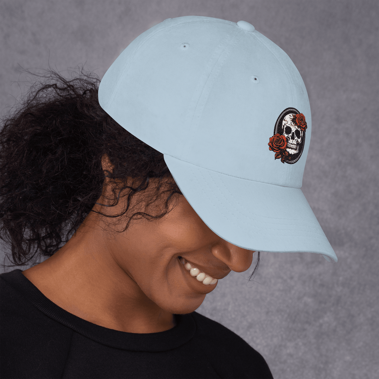Skull and Rose Adjustable Baseball Hat - DeathDrip Branding - DeRose Seasonal