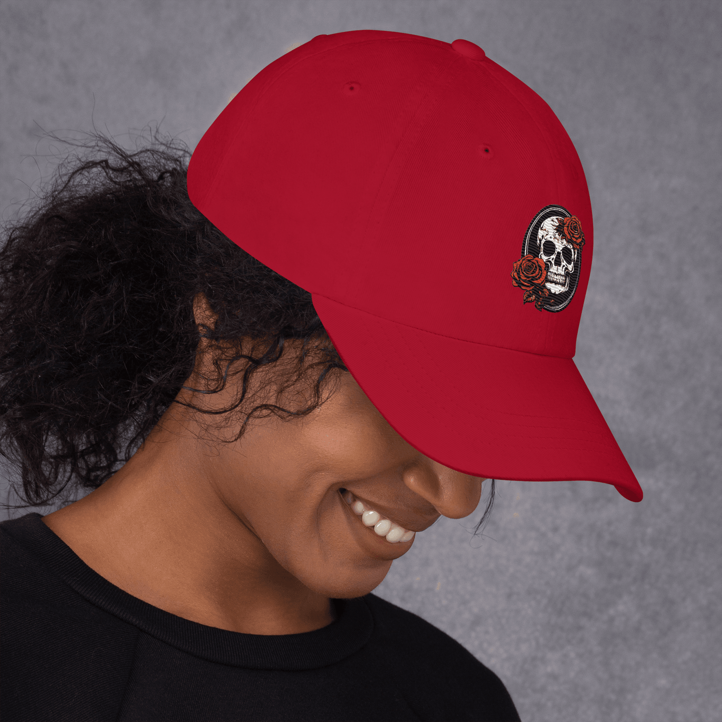 Skull and Rose Adjustable Baseball Hat - DeathDrip Branding - DeRose Seasonal