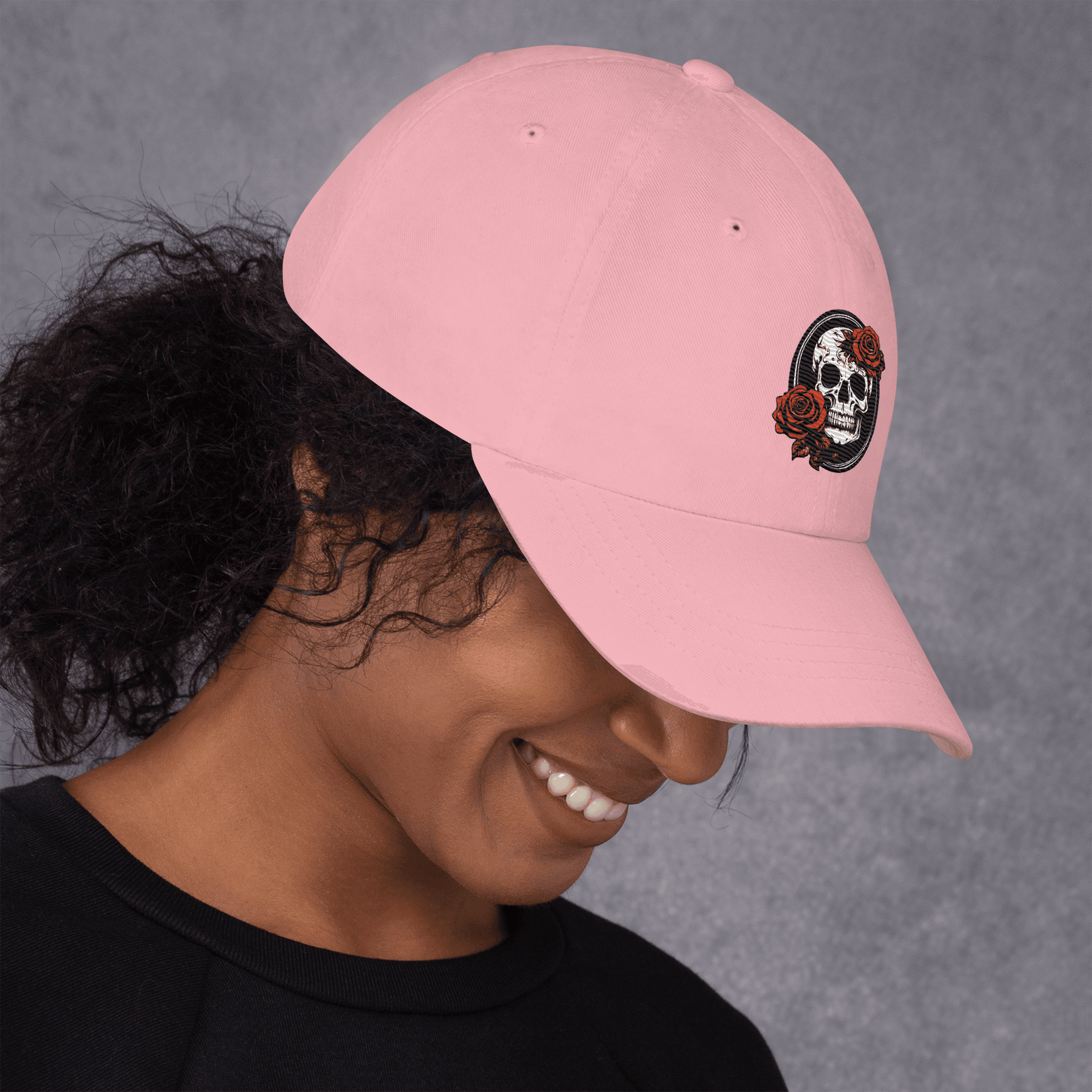 Skull and Rose Adjustable Baseball Hat - DeathDrip Branding - DeRose Seasonal