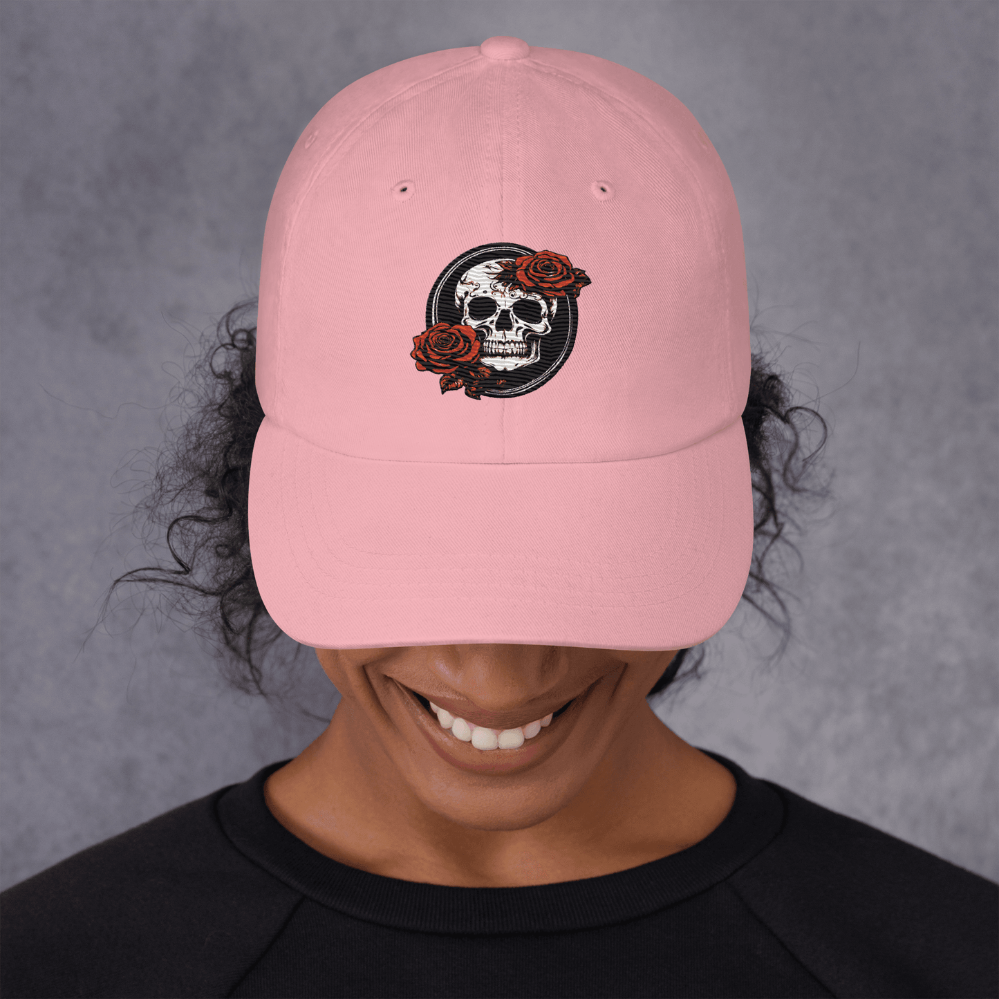 Skull and Rose Adjustable Baseball Hat - DeathDrip Branding - DeRose Seasonal