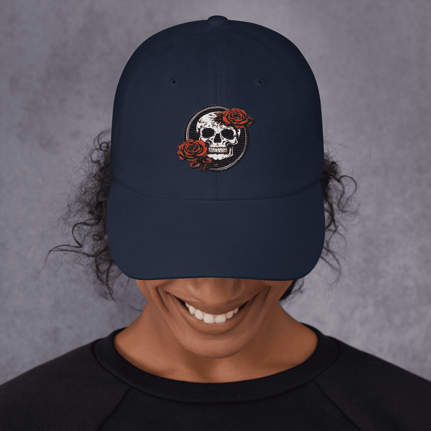 Skull and Rose Adjustable Baseball Hat - DeathDrip Branding - DeRose Seasonal