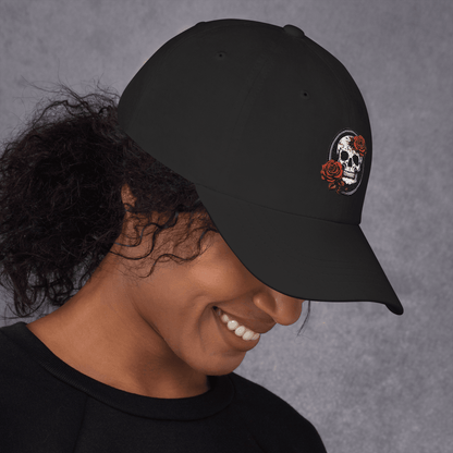 Skull and Rose Adjustable Baseball Hat - DeathDrip Branding - DeRose Seasonal