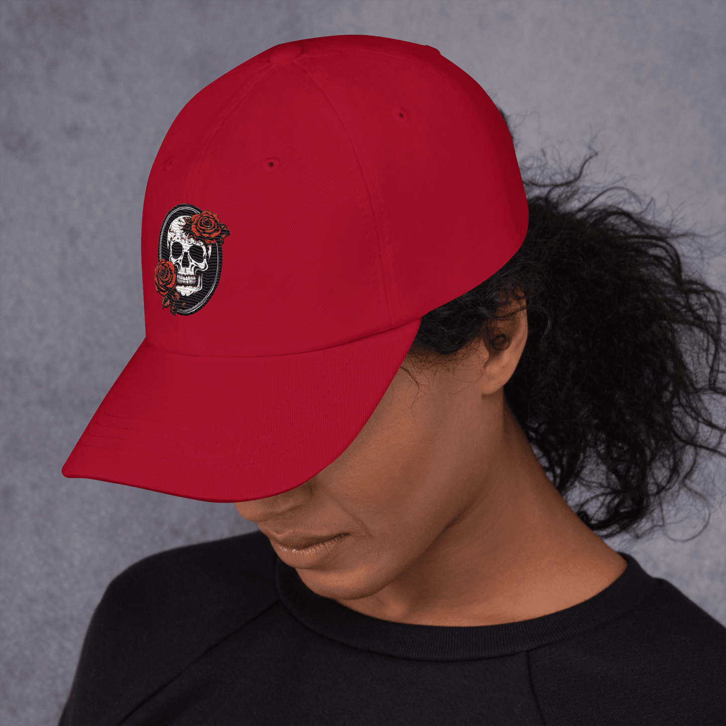 Skull and Rose Adjustable Baseball Hat - DeathDrip Branding - DeRose Seasonal
