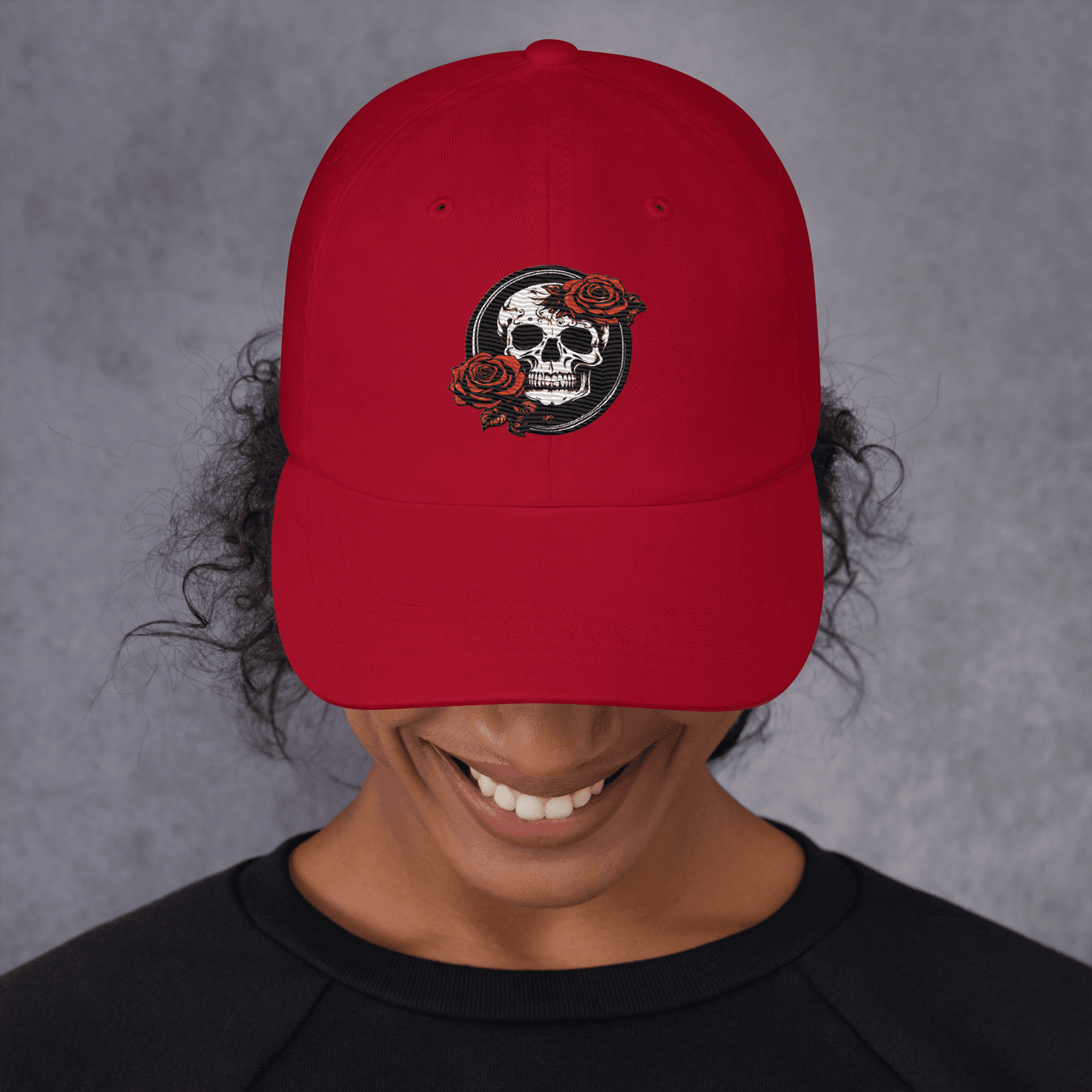 Skull and Rose Adjustable Baseball Hat - DeathDrip Branding - DeRose Seasonal