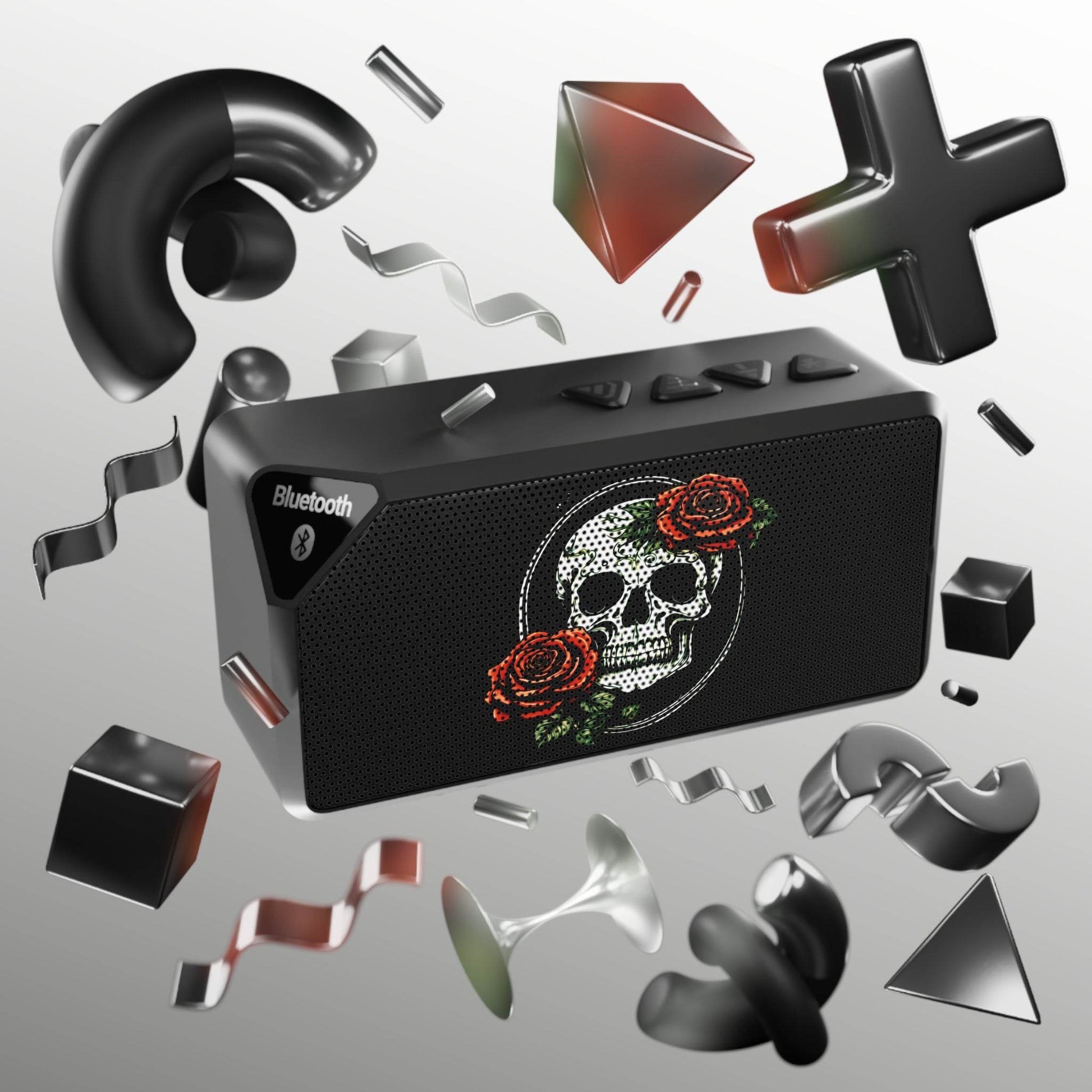 Skull and Rose Rectangular Outdoor Bluetooth Speaker - DeathDrip Branding - DeRose Seasonal