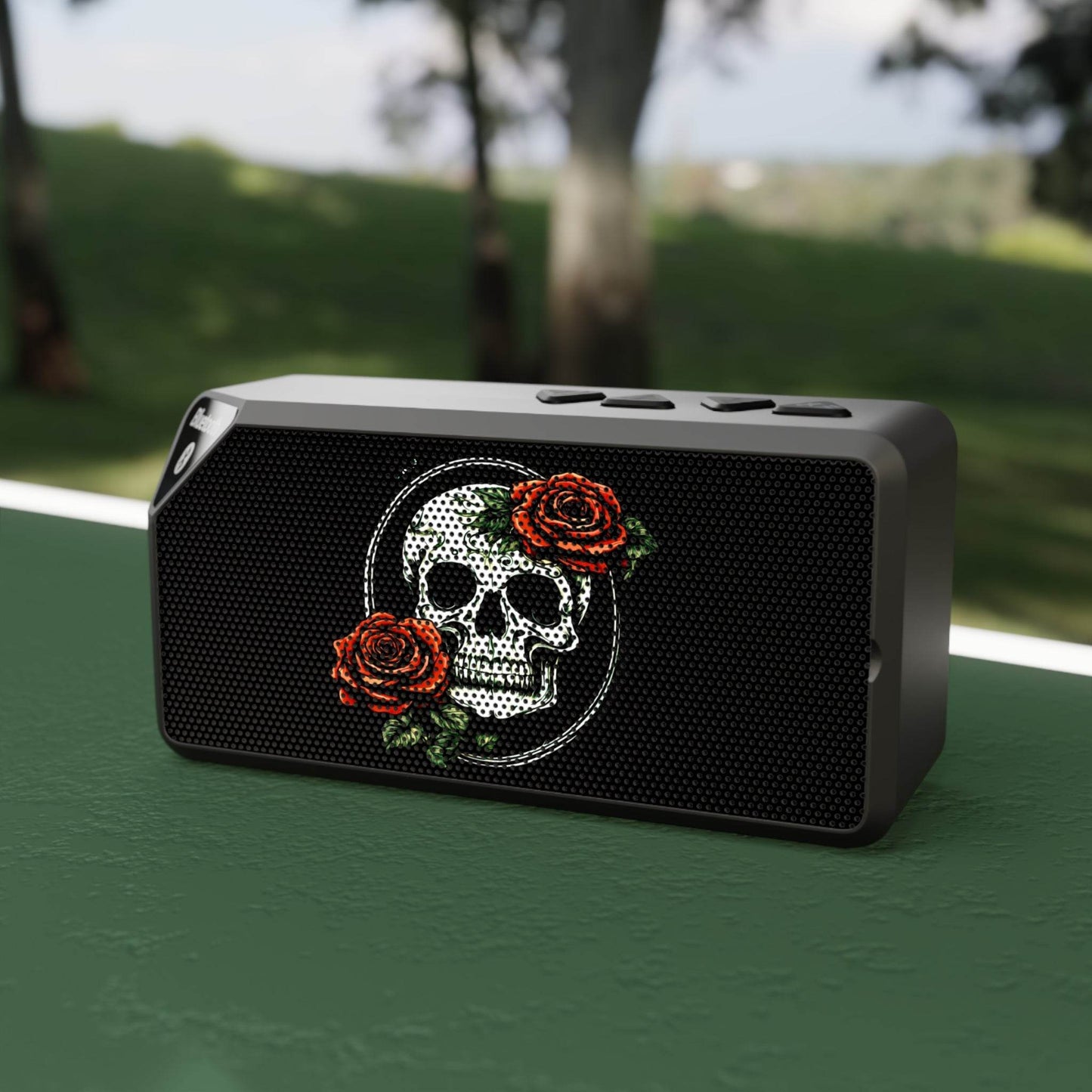 Skull and Rose Rectangular Outdoor Bluetooth Speaker - DeathDrip Branding - DeRose Seasonal