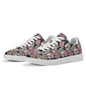 Skull and Pink Rose Adult Lightweight Brand Low Top Leather Shoes - DeRose Seasonal