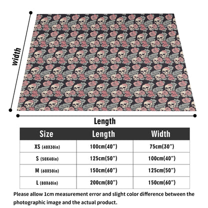 Skull and Pink Rose Flannel Breathable Blanket 4 Sizes - DeRose Seasonal