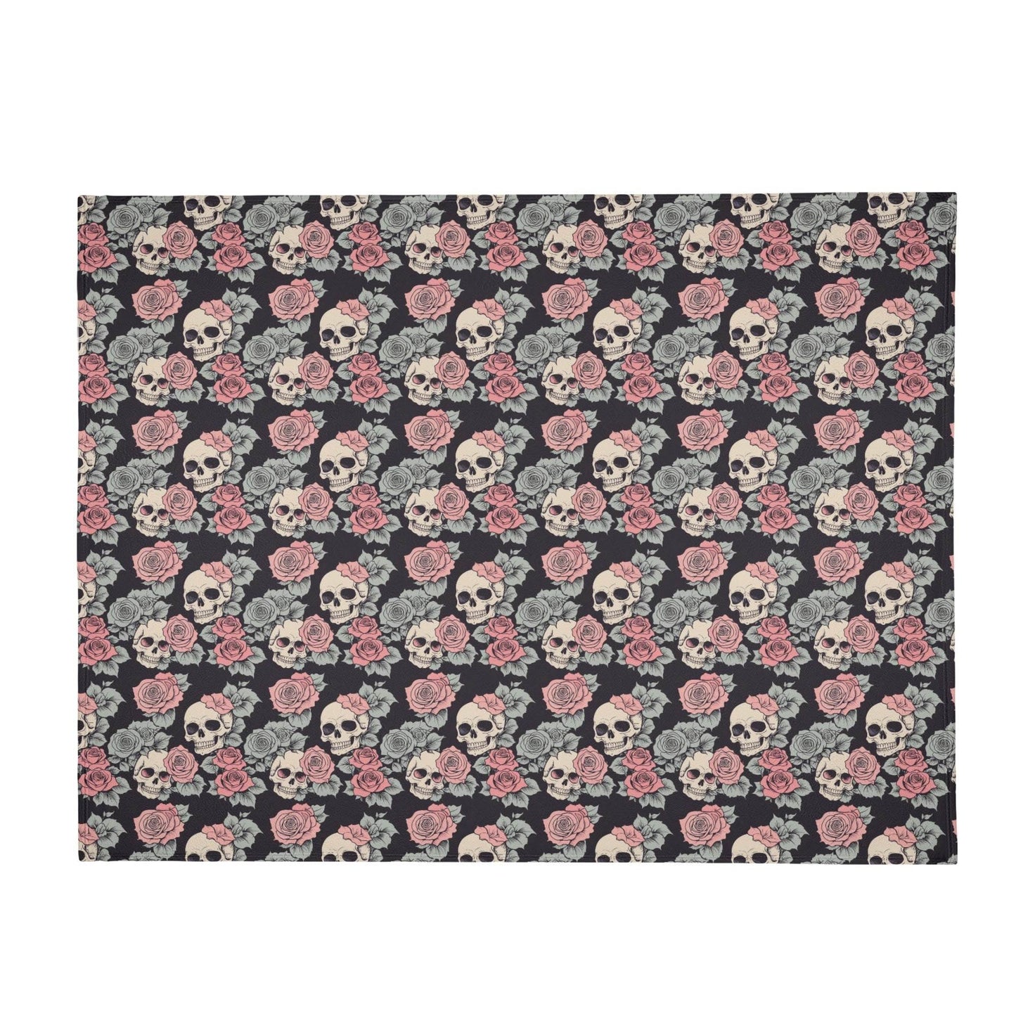 Skull and Pink Rose Flannel Breathable Blanket 4 Sizes - DeRose Seasonal
