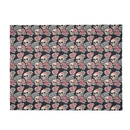 Skull and Pink Rose Flannel Breathable Blanket 4 Sizes - DeRose Seasonal