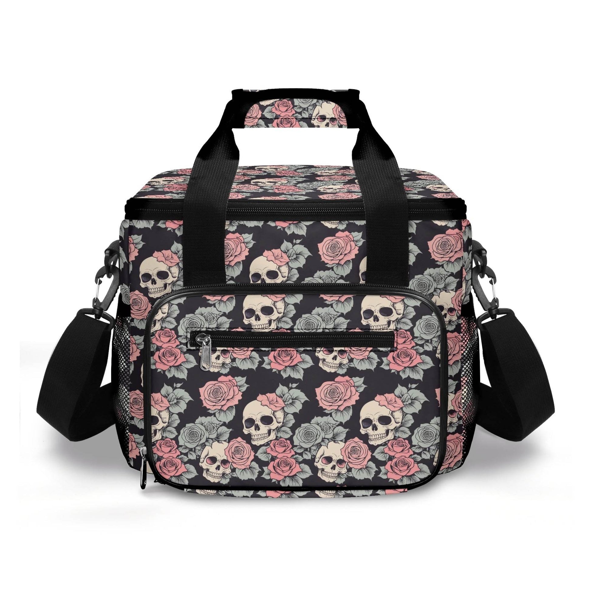 Skull and Pink Rose Insulated Leakproof Cooler Bag Lunch Box - DeRose Seasonal
