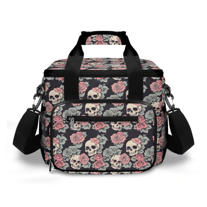 Skull and Pink Rose Insulated Leakproof Cooler Bag Lunch Box - DeRose Seasonal