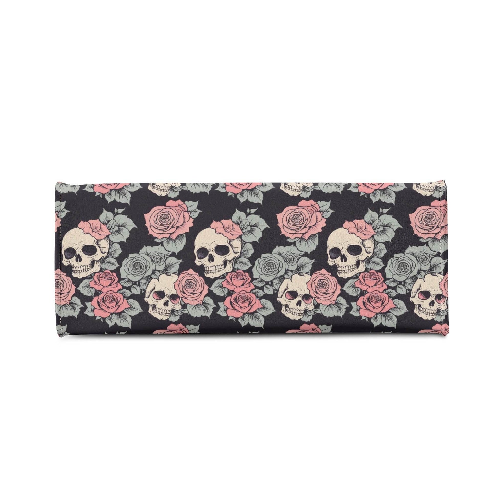 Skull and Pink Rose Luxury Women's Leather Handbag - DeRose Seasonal