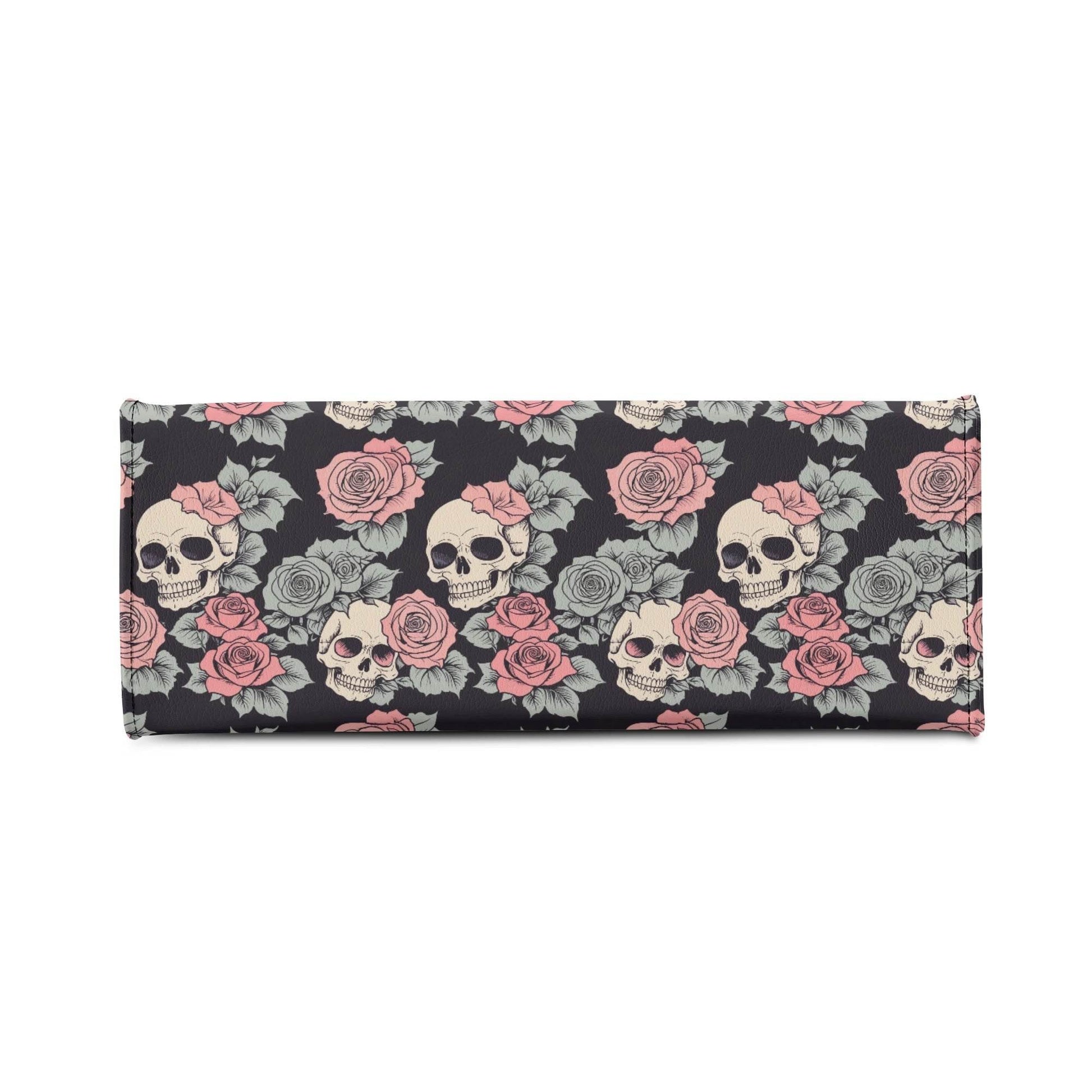 Skull and Pink Rose Luxury Women's Leather Handbag - DeRose Seasonal