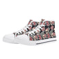 Skull and Pink Rose Men's High Top Canvas Shoes - DeRose Seasonal