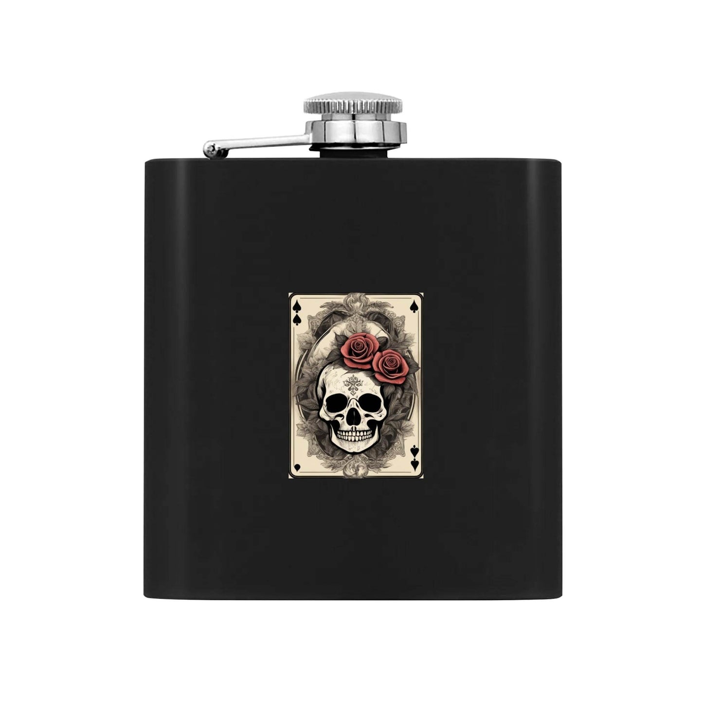 Skull of Spades Flask Set 7oz Black Stainless Steel with A Gift Box - DeRose Seasonal