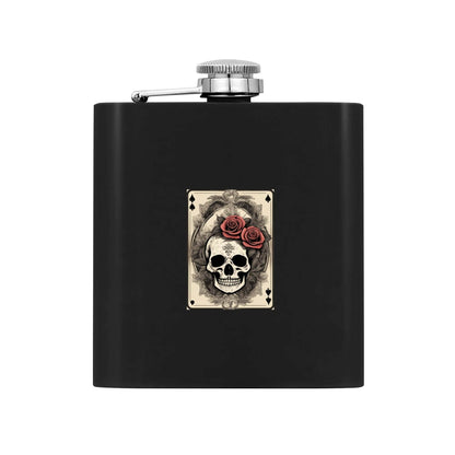 Skull of Spades Flask Set 7oz Black Stainless Steel with A Gift Box - DeRose Seasonal