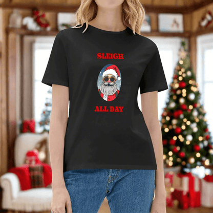 Sleigh All Day Women's Cotton T-Shirt - DeRose Seasonal