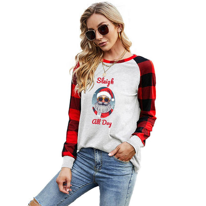 Sleigh Dall Day Women's Crew Neck Flannel Long Sleeve shirt - DeRose Seasonal