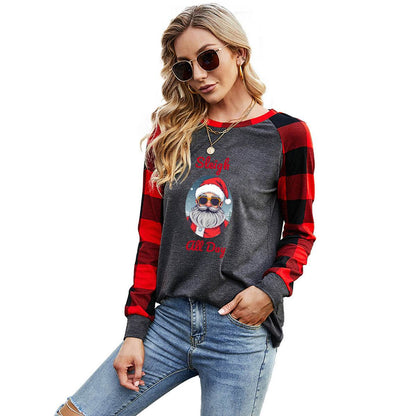 Sleigh Dall Day Women's Crew Neck Flannel Long Sleeve shirt - DeRose Seasonal