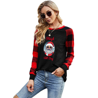 Sleigh Dall Day Women's Crew Neck Flannel Long Sleeve shirt - DeRose Seasonal
