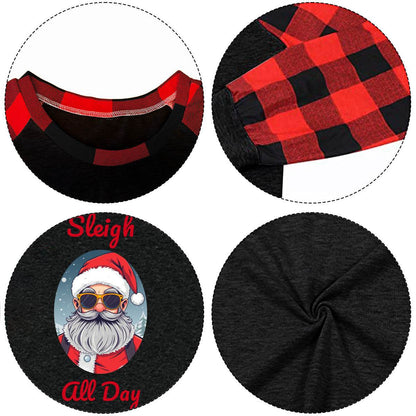 Sleigh Dall Day Women's Crew Neck Flannel Long Sleeve shirt - DeRose Seasonal