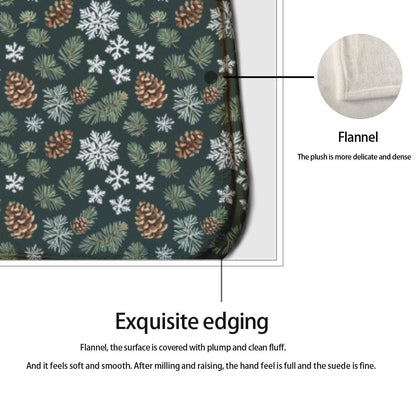 Snowflake Pine 2 Piece L-Multifunction Flannel Kitchen Mat - DeRose Seasonal