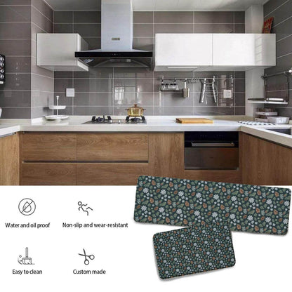 Snowflake Pine 2 Piece L-Multifunction Flannel Kitchen Mat - DeRose Seasonal