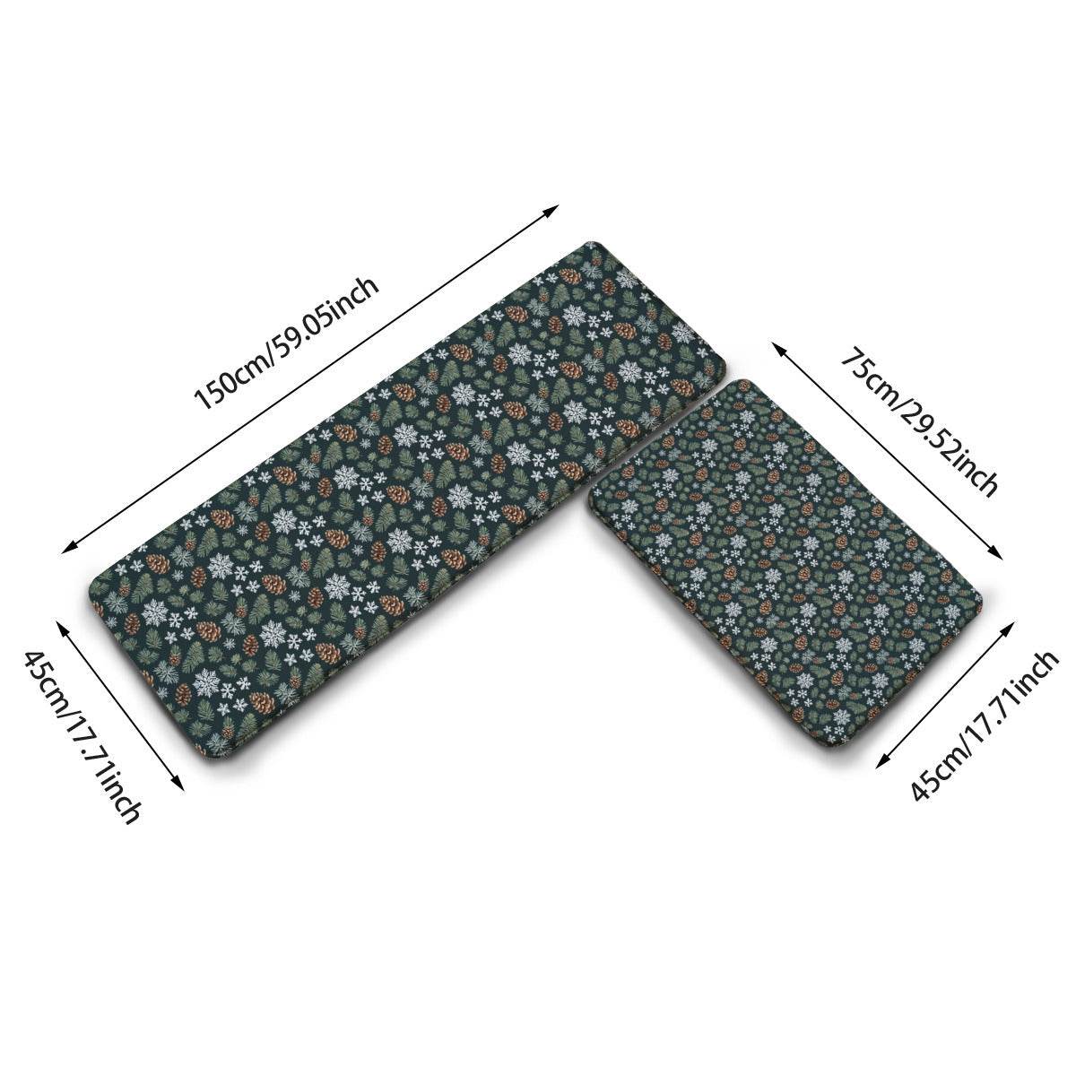 Snowflake Pine 2 Piece L-Multifunction Flannel Kitchen Mat - DeRose Seasonal