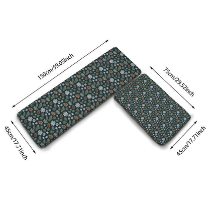 Snowflake Pine 2 Piece L-Multifunction Flannel Kitchen Mat - DeRose Seasonal