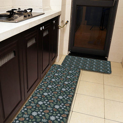Snowflake Pine 2 Piece L-Multifunction Flannel Kitchen Mat - DeRose Seasonal