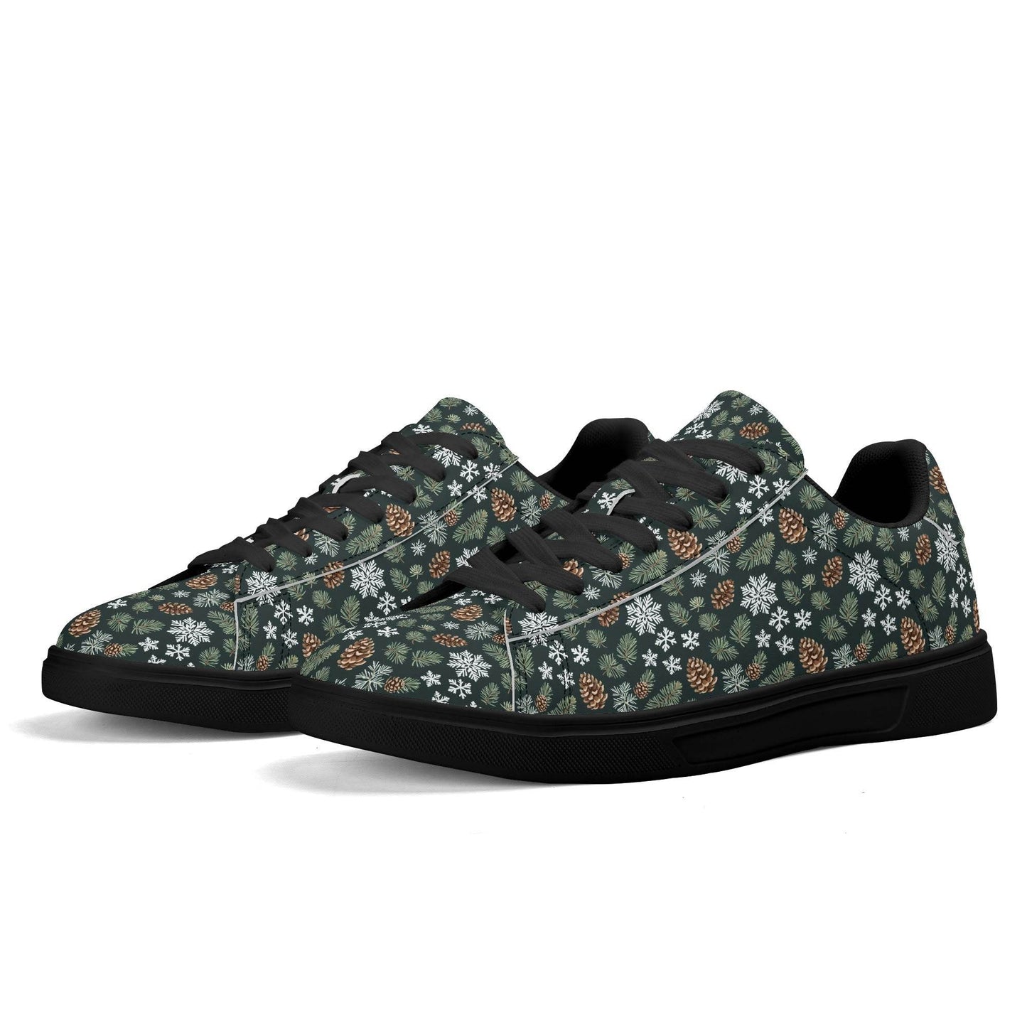 Snowflake Pine Adult Lightweight Brand Low Top Leather Shoes - DeRose Seasonal