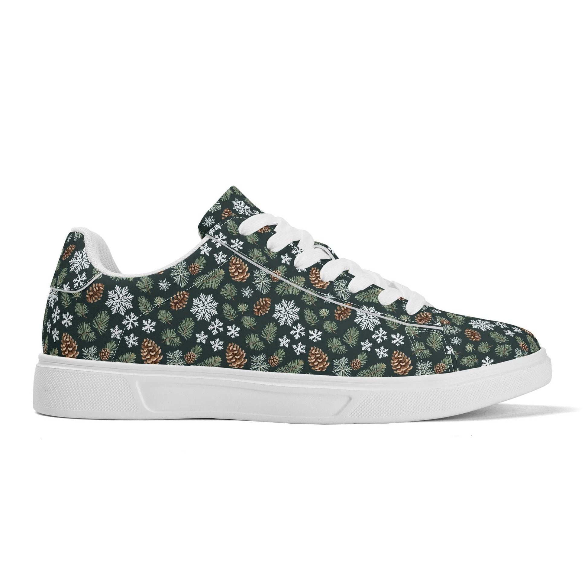 Snowflake Pine Adult Lightweight Brand Low Top Leather Shoes - DeRose Seasonal