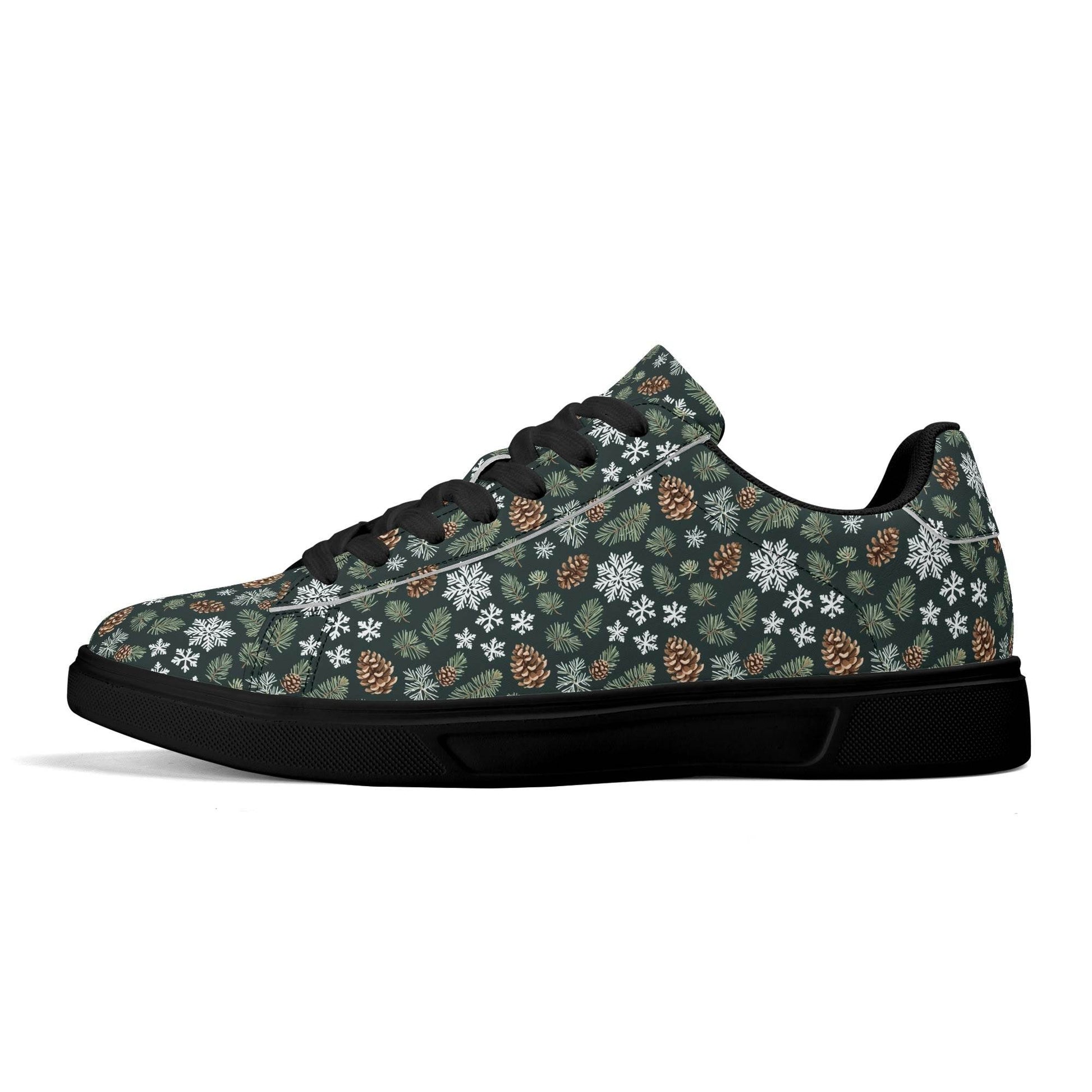 Snowflake Pine Adult Lightweight Brand Low Top Leather Shoes - DeRose Seasonal